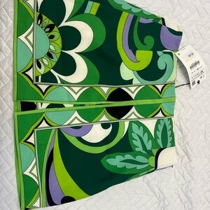 Zara Green and White Patterned Skirt